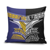 Rugby Niue and Aotearoa Pillow Cover Hiapo with Maori Moko Tribal Heritage Tattoos LT03 Black - Polynesian Pride
