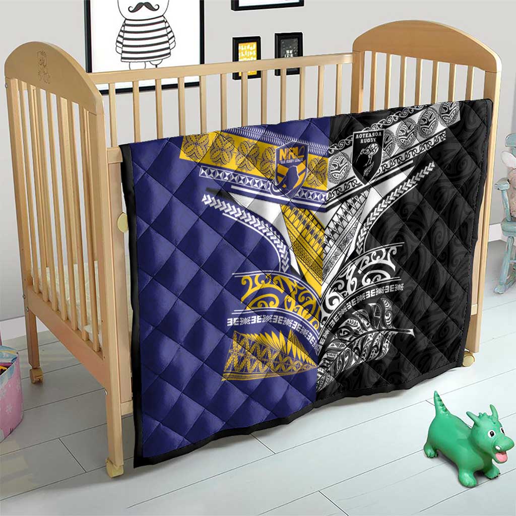 Rugby Niue and Aotearoa Quilt Hiapo with Maori Moko Tribal Heritage Tattoos LT03 - Polynesian Pride