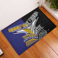 Rugby Niue and Aotearoa Rubber Doormat Hiapo with Maori Moko Tribal Heritage Tattoos LT03 - Polynesian Pride