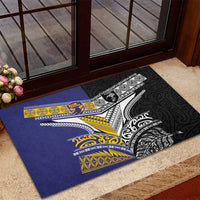 Rugby Niue and Aotearoa Rubber Doormat Hiapo with Maori Moko Tribal Heritage Tattoos LT03 - Polynesian Pride