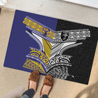 Rugby Niue and Aotearoa Rubber Doormat Hiapo with Maori Moko Tribal Heritage Tattoos LT03 - Polynesian Pride