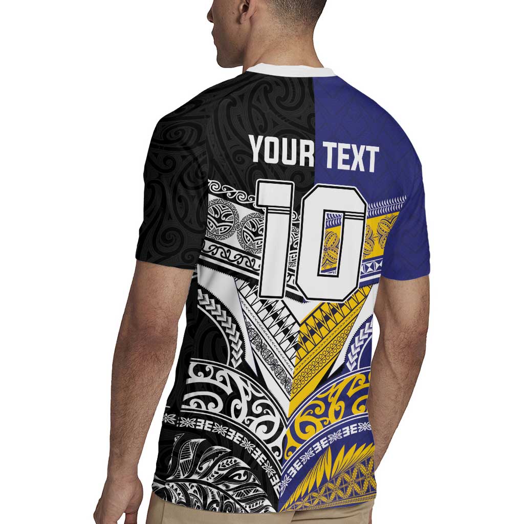 Custom Rugby Niue and Aotearoa Rugby Jersey Hiapo with Maori Moko Tribal Heritage Tattoos LT03 - Polynesian Pride