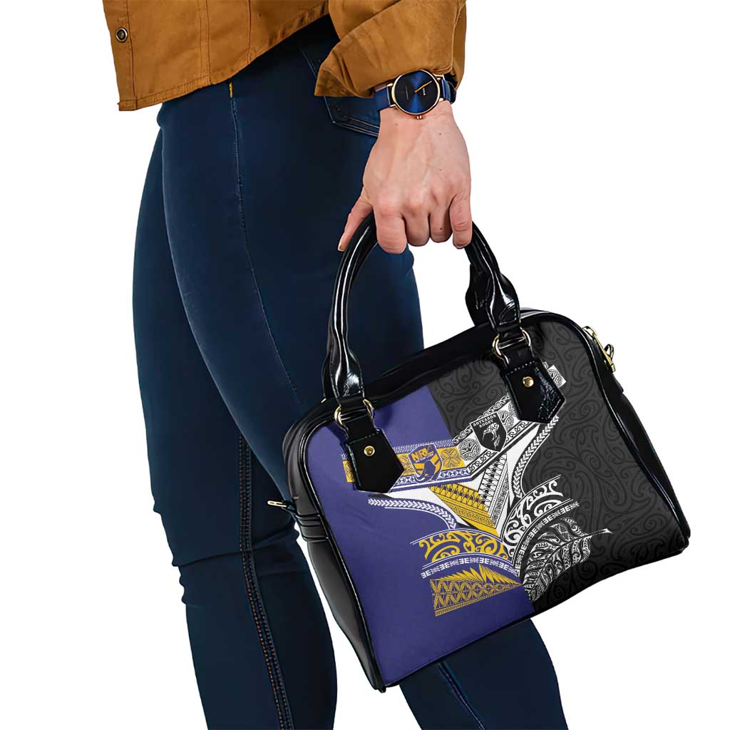 Rugby Niue and Aotearoa Shoulder Handbag Hiapo with Maori Moko Tribal Heritage Tattoos LT03 - Polynesian Pride