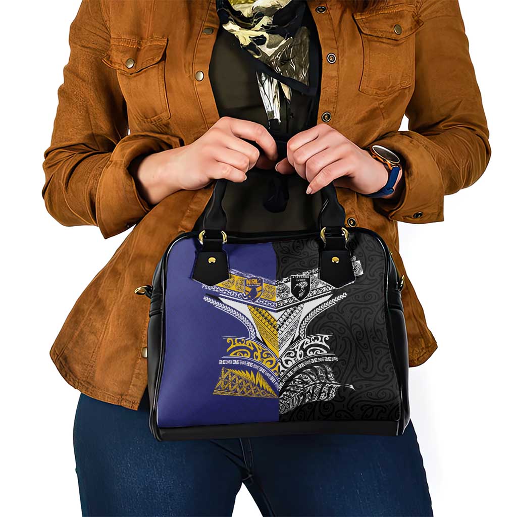 Rugby Niue and Aotearoa Shoulder Handbag Hiapo with Maori Moko Tribal Heritage Tattoos LT03 - Polynesian Pride