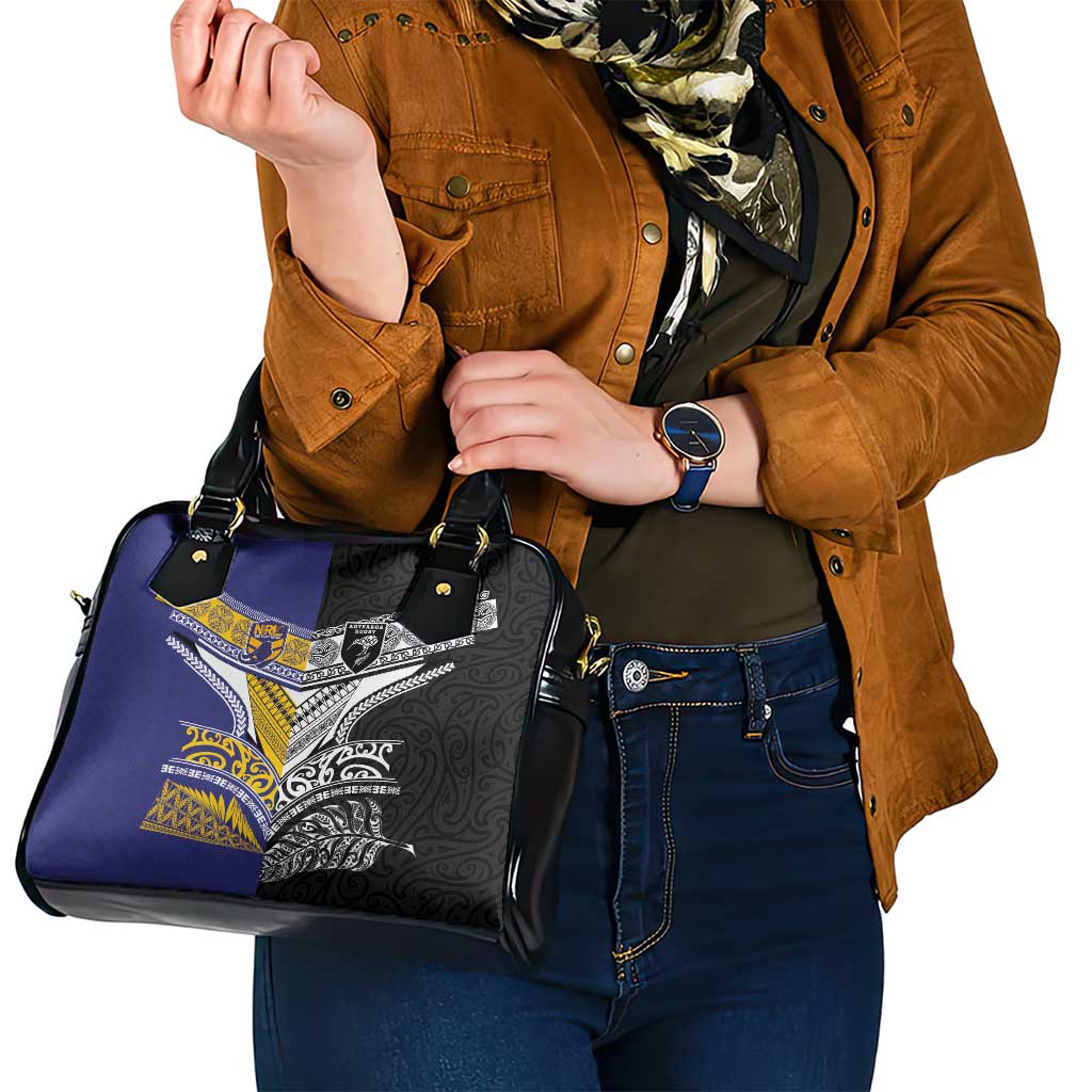 Rugby Niue and Aotearoa Shoulder Handbag Hiapo with Maori Moko Tribal Heritage Tattoos LT03 - Polynesian Pride