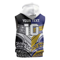 Custom Rugby Niue and Aotearoa Sleeveless Hoodie Hiapo with Maori Moko Tribal Heritage Tattoos LT03 - Polynesian Pride