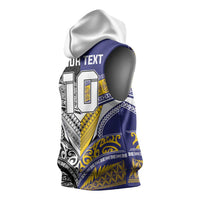Custom Rugby Niue and Aotearoa Sleeveless Hoodie Hiapo with Maori Moko Tribal Heritage Tattoos LT03 - Polynesian Pride