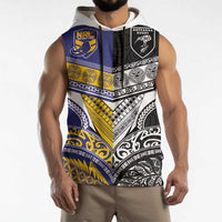 Custom Rugby Niue and Aotearoa Sleeveless Hoodie Hiapo with Maori Moko Tribal Heritage Tattoos LT03 - Polynesian Pride