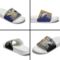 Rugby Niue and Aotearoa Slide Sandals Hiapo with Maori Moko Tribal Heritage Tattoos LT03 - Polynesian Pride