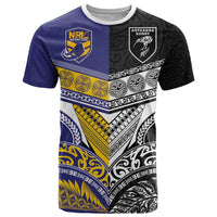 Custom Rugby Niue and Aotearoa T Shirt Hiapo with Maori Moko Tribal Heritage Tattoos LT03 Black - Polynesian Pride