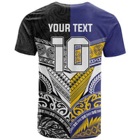 Custom Rugby Niue and Aotearoa T Shirt Hiapo with Maori Moko Tribal Heritage Tattoos LT03 - Polynesian Pride
