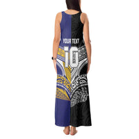 Custom Rugby Niue and Aotearoa Tank Maxi Dress Hiapo with Maori Moko Tribal Heritage Tattoos LT03 - Polynesian Pride