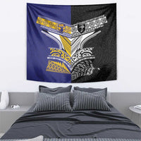 Rugby Niue and Aotearoa Tapestry Hiapo with Maori Moko Tribal Heritage Tattoos LT03 - Polynesian Pride