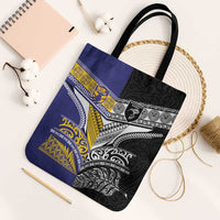 Rugby Niue and Aotearoa Tote Bag Hiapo with Maori Moko Tribal Heritage Tattoos LT03 Black Strap One Size Black - Polynesian Pride