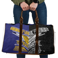 Rugby Niue and Aotearoa Travel Bag Hiapo with Maori Moko Tribal Heritage Tattoos LT03 Black - Polynesian Pride