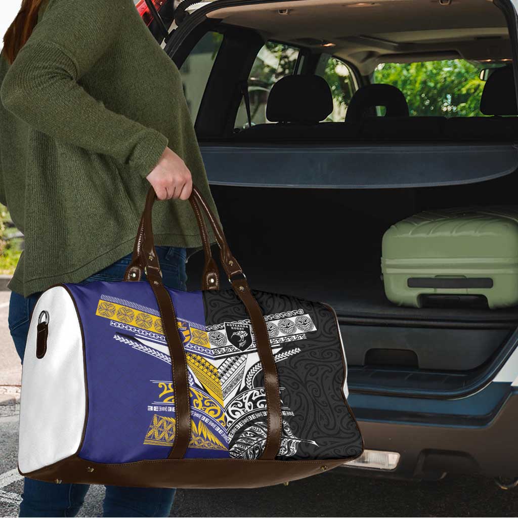 Rugby Niue and Aotearoa Travel Bag Hiapo with Maori Moko Tribal Heritage Tattoos LT03 - Polynesian Pride