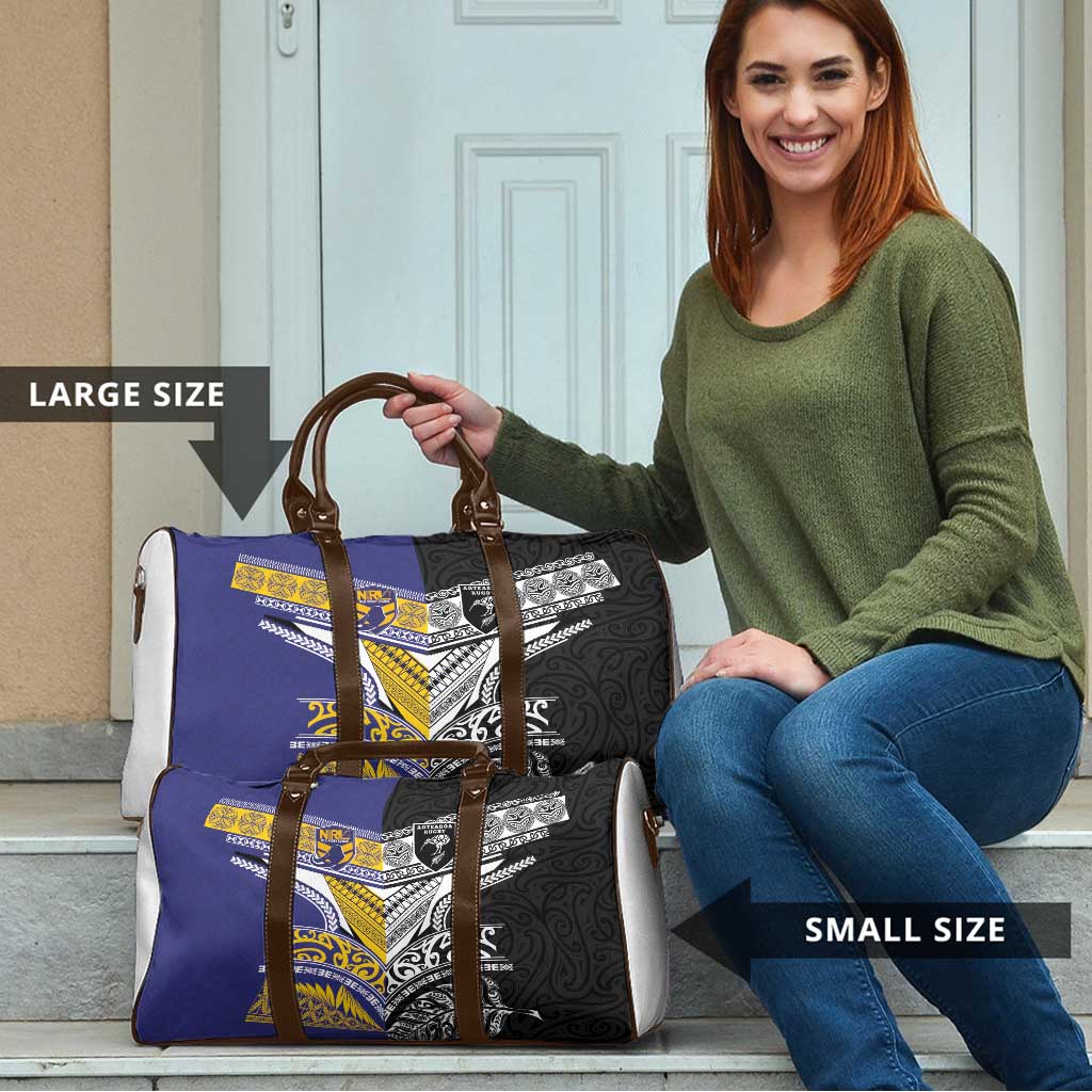 Rugby Niue and Aotearoa Travel Bag Hiapo with Maori Moko Tribal Heritage Tattoos LT03 - Polynesian Pride
