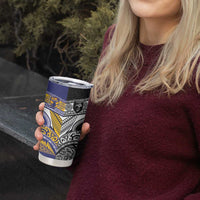 Custom Rugby Niue and Aotearoa Tumbler Cup Hiapo with Maori Moko Tribal Heritage Tattoos LT03 - Polynesian Pride