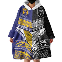 Custom Rugby Niue and Aotearoa Wearable Blanket Hoodie Hiapo with Maori Moko Tribal Heritage Tattoos LT03 - Polynesian Pride