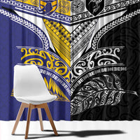 Rugby Niue and Aotearoa Window Curtain Hiapo with Maori Moko Tribal Heritage Tattoos LT03 - Polynesian Pride