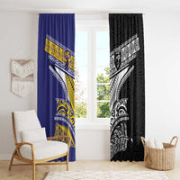 Rugby Niue and Aotearoa Window Curtain Hiapo with Maori Moko Tribal Heritage Tattoos LT03 - Polynesian Pride