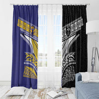 Rugby Niue and Aotearoa Window Curtain Hiapo with Maori Moko Tribal Heritage Tattoos LT03 - Polynesian Pride