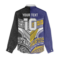 Custom Rugby Niue and Aotearoa Women Casual Shirt Hiapo with Maori Moko Tribal Heritage Tattoos LT03 - Polynesian Pride