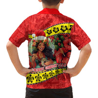 Hawaii Christmas Family Matching Summer Maxi Dress and Hawaiian Shirt Hula Girl Hibiscus With Hawaiian Style Tribal Fabric Patchwork LT03 - Polynesian Pride