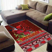 Hawaii KaUla Wena Iiwi Area Rug With Tropical Plants and 'Ohi'a lehua Kakau Art Tattoo LT03 - Polynesian Pride