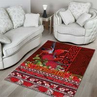 Hawaii KaUla Wena Iiwi Area Rug With Tropical Plants and 'Ohi'a lehua Kakau Art Tattoo LT03 - Polynesian Pride