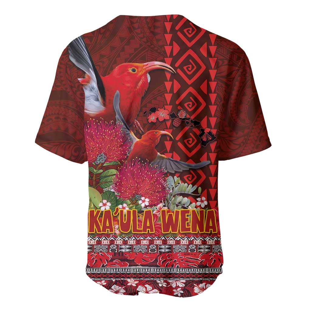 Hawaii KaUla Wena Iiwi Baseball Jersey With Tropical Plants and 'Ohi'a lehua Kakau Art Tattoo LT03 - Polynesian Pride