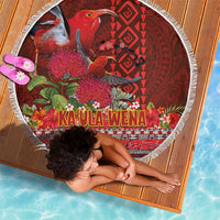 Hawaii KaUla Wena Iiwi Beach Blanket With Tropical Plants and 'Ohi'a lehua Kakau Art Tattoo LT03 - Polynesian Pride