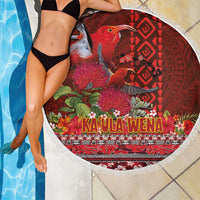Hawaii KaUla Wena Iiwi Beach Blanket With Tropical Plants and 'Ohi'a lehua Kakau Art Tattoo LT03 - Polynesian Pride