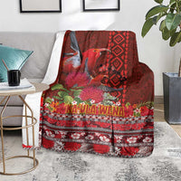 Hawaii KaUla Wena Iiwi Blanket With Tropical Plants and 'Ohi'a lehua Kakau Art Tattoo LT03 - Polynesian Pride