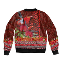 Hawaii KaUla Wena Iiwi Bomber Jacket With Tropical Plants and 'Ohi'a lehua Kakau Art Tattoo LT03 - Polynesian Pride