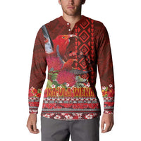 Hawaii KaUla Wena Iiwi Button Sweatshirt With Tropical Plants and 'Ohi'a lehua Kakau Art Tattoo LT03 - Polynesian Pride