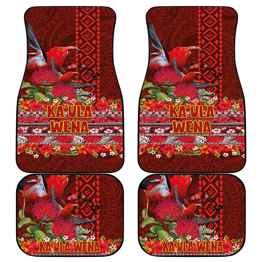 Hawaii KaUla Wena Iiwi Car Mats With Tropical Plants and 'Ohi'a lehua Kakau Art Tattoo LT03 - Polynesian Pride