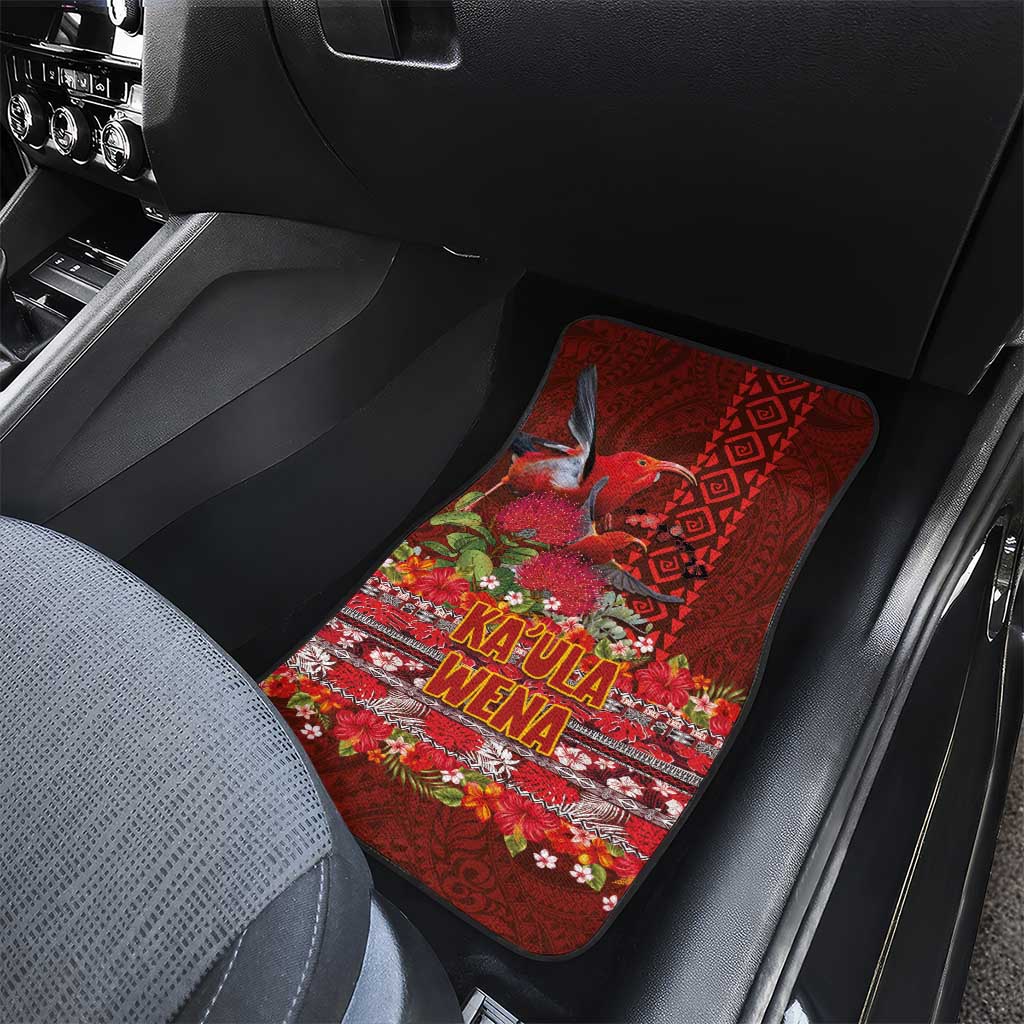Hawaii KaUla Wena Iiwi Car Mats With Tropical Plants and 'Ohi'a lehua Kakau Art Tattoo LT03 - Polynesian Pride
