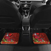 Hawaii KaUla Wena Iiwi Car Mats With Tropical Plants and 'Ohi'a lehua Kakau Art Tattoo LT03 Set 2pcs - Back Red - Polynesian Pride