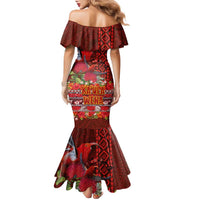 Hawaii KaUla Wena Iiwi Family Matching Mermaid Dress and Hawaiian Shirt With Tropical Plants and 'Ohi'a lehua Kakau Art Tattoo LT03 - Polynesian Pride