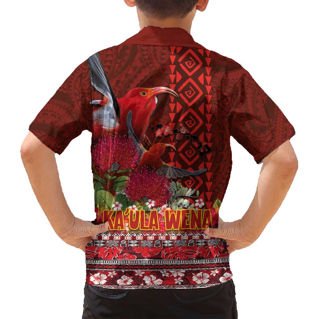 Hawaii KaUla Wena Iiwi Family Matching Puletasi and Hawaiian Shirt With Tropical Plants and 'Ohi'a lehua Kakau Art Tattoo LT03 - Polynesian Pride