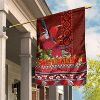 Hawaii KaUla Wena Iiwi Garden Flag With Tropical Plants and 'Ohi'a lehua Kakau Art Tattoo LT03 House Flag Red - Polynesian Pride