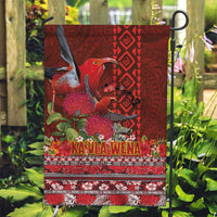 Hawaii KaUla Wena Iiwi Garden Flag With Tropical Plants and 'Ohi'a lehua Kakau Art Tattoo LT03 Garden Flag Red - Polynesian Pride