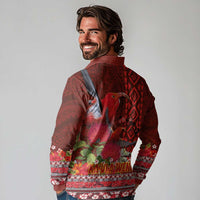 Hawaii KaUla Wena Iiwi Long Sleeve Polo Shirt With Tropical Plants and 'Ohi'a lehua Kakau Art Tattoo LT03 - Polynesian Pride