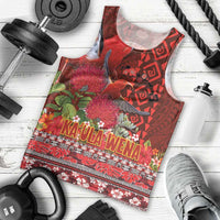 Hawaii KaUla Wena Iiwi Men Tank Top With Tropical Plants and 'Ohi'a lehua Kakau Art Tattoo LT03 - Polynesian Pride