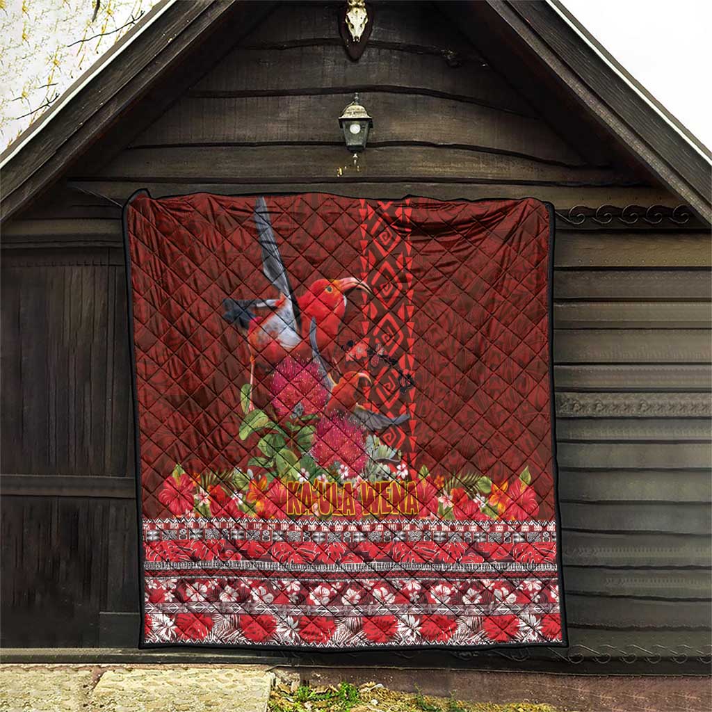 Hawaii KaUla Wena Iiwi Quilt With Tropical Plants and 'Ohi'a lehua Kakau Art Tattoo LT03 - Polynesian Pride