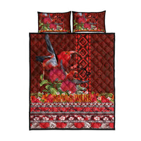 Hawaii KaUla Wena Iiwi Quilt Bed Set With Tropical Plants and 'Ohi'a lehua Kakau Art Tattoo LT03 - Polynesian Pride