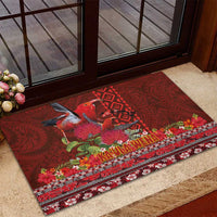 Hawaii KaUla Wena Iiwi Rubber Doormat With Tropical Plants and 'Ohi'a lehua Kakau Art Tattoo LT03 - Polynesian Pride