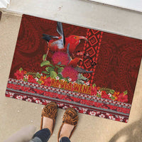 Hawaii KaUla Wena Iiwi Rubber Doormat With Tropical Plants and 'Ohi'a lehua Kakau Art Tattoo LT03 - Polynesian Pride