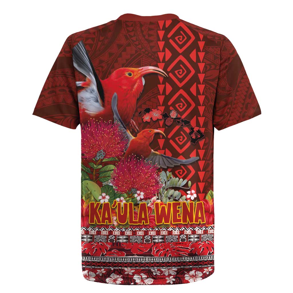 Hawaii KaUla Wena Iiwi Rugby Jersey With Tropical Plants and 'Ohi'a lehua Kakau Art Tattoo LT03 - Polynesian Pride